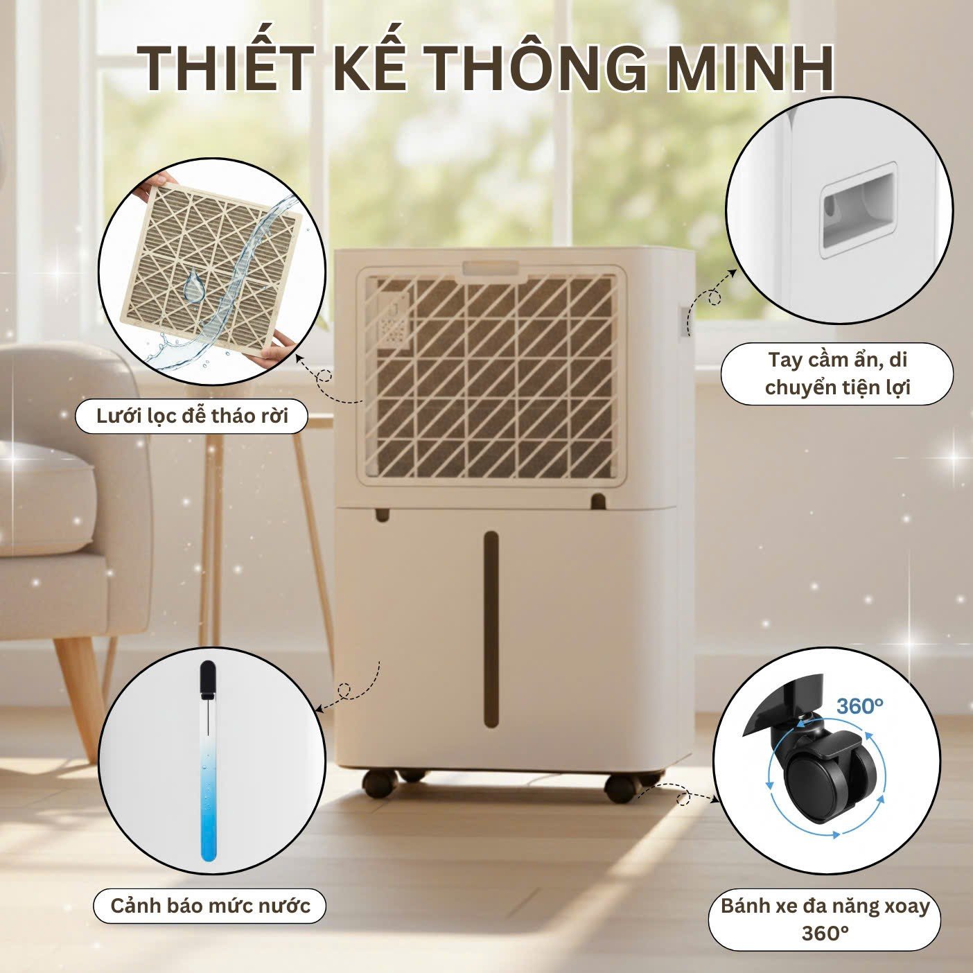 Máy Hút Ẩm Và Lọc Không Khí Robitek DH25 | Công suất hút ẩm 25L/ngày